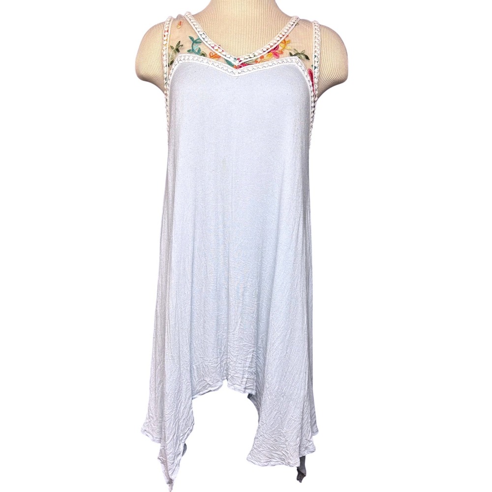 Tassels N Lace Light‎ Blue Embroidered Floral Tank Dress Festival Fairy  *READ